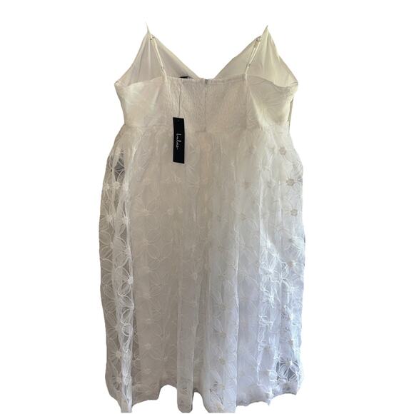 Elegant Lulus Babydoll Midi Ivory Tulle Dress Floral NEW w/Tag Size Large - Picture 6 of 8